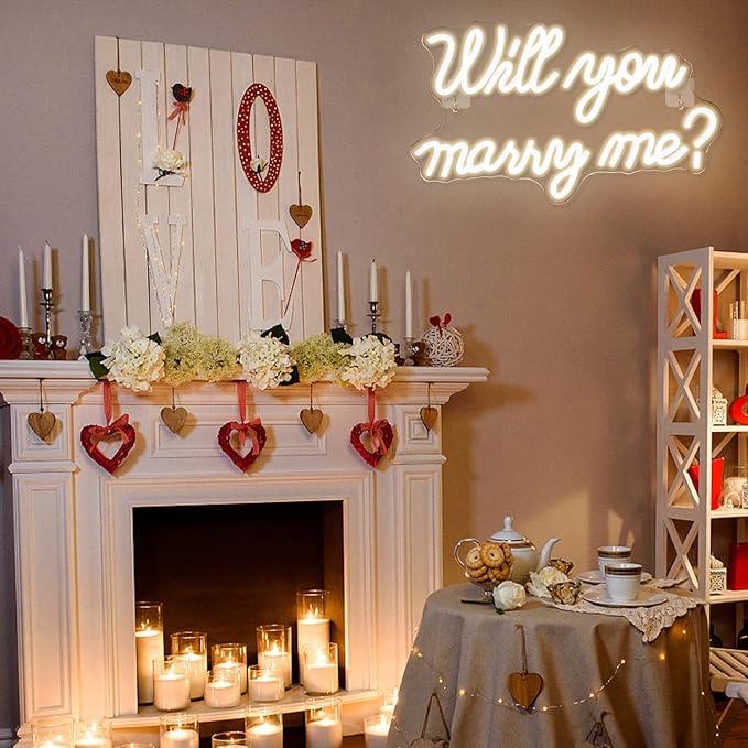 Will You Marry Me Neon Sign for Wall Decor Wedding LED Letters Neon Sign Powered by USB Light Sign for Proposal Decorations Wedding Party Valentines Day Girlfriend