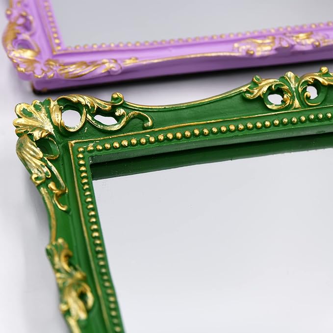 Funerom Vintage 11 x 9.5 inch Decorative Mirror, Wall Mounted & Tabletop Makeup Mirror ,Square (Green)