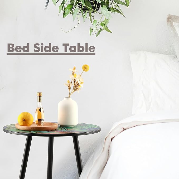 Outdoor Side Table 1 pcs Patio Side Tables for Outside End Tables Small Outdoor Table Round Patio End Table Modern Metal Side Table Outside, Patio, Indoor, Bedroom, Living Room, Small Spaces, Iris