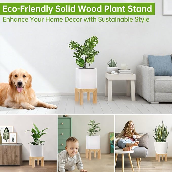 Wood Plant Stand Indoor/Outdoor for Plants, Large Size Planter Stand Holder,Sturdy and Stable Flower Pot Stand,Fits Most Size Flower Pots In Room (1 Pack-White)