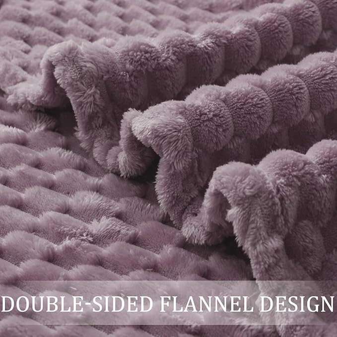 Exclusivo Mezcla Twin Size Soft Fleece Blanket, 90x66 Inches Stylish Jacquard Velvet Blanket for Bed, Fuzzy Cozy Lightweight for All Season, Grayish Purple