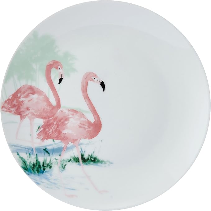 Studio Nova Flamingo Haven Tropical 12 Piece Dinnerware Plate Bowl Set, Service for 4