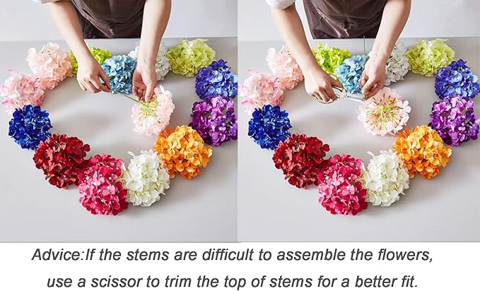 Orange Hydrangea Silk Flower 10 Heads Artificial Hydrangea Silk Flowers for Wedding Centerpieces Bouquets DIY Floral Decor Home Decoration with Long Stems