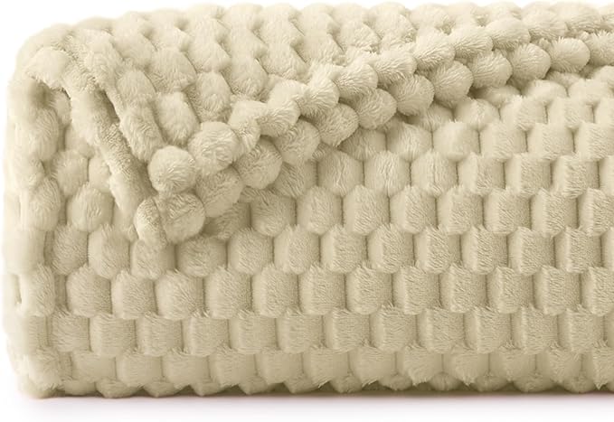 BEDELITE Fleece Throw Blanket for Couch & Bed - 3D Jacquard Decorative Almond Blanket, Super Soft and Cozy Warm Fuzzy Blanket All Seasons Suitable, 50x60Inches