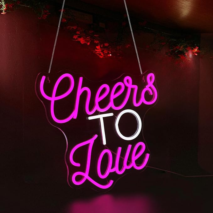Cheers to Love Neon Sign, Neon Signs for Wall Decor Neon LED Signs Room Neon Light Up Signs Home Decor