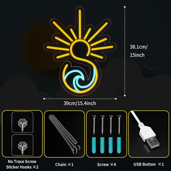 Sunrise Sunset Neon Sign with Cycle Timer Sunrise Wave Neon Signs for Man Cave Bedroom Home Birthday Party Christmas Wedding Living Room Party Bar Decor USB Powered