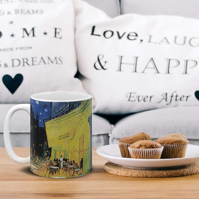 MUGBREW Classic Art Cafe Terrace At Night Vincent Van Gogh Ceramic Coffee Mug Tea Cup, 11 OZ