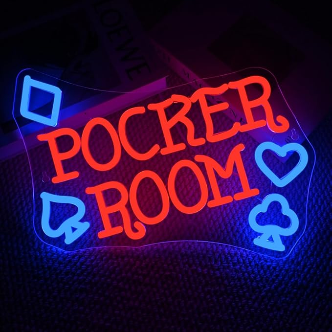Gamerneon Poker Room Neon Sign Casino Neon Signs for Wall Decor Poker LED Lights for Game Playrooms Gambling Shops Man Cave Bars Club Bedrooms Party Decorations Boys Gifts