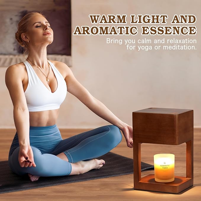 Candle Warmer Lamp Wood with Timer, Dimmable Electric Candle Lamp Warmer for Jar Candles, 2*35 Watt Bulb, Birthday Gifts for Women, Gifts for Mom, Decorative Wooden Candle Lamp for Bedroom Home Decor