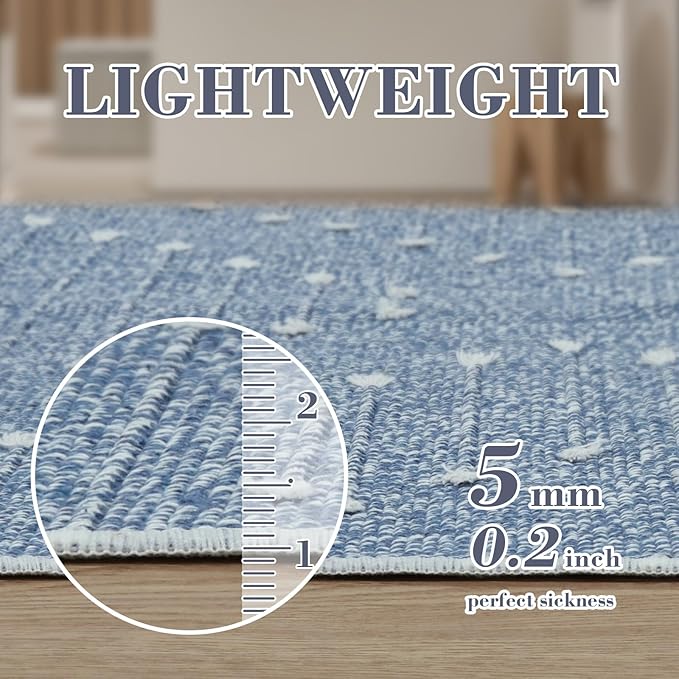 LIVEBOX Blue Runner Rug for Kitchen, 2'x8' Boho Washable Rug Runner for Hallway,Moroccan Cotton Long Entryway Area Rug Indoor Carpet for Bedroom Laundry Doorway Entry