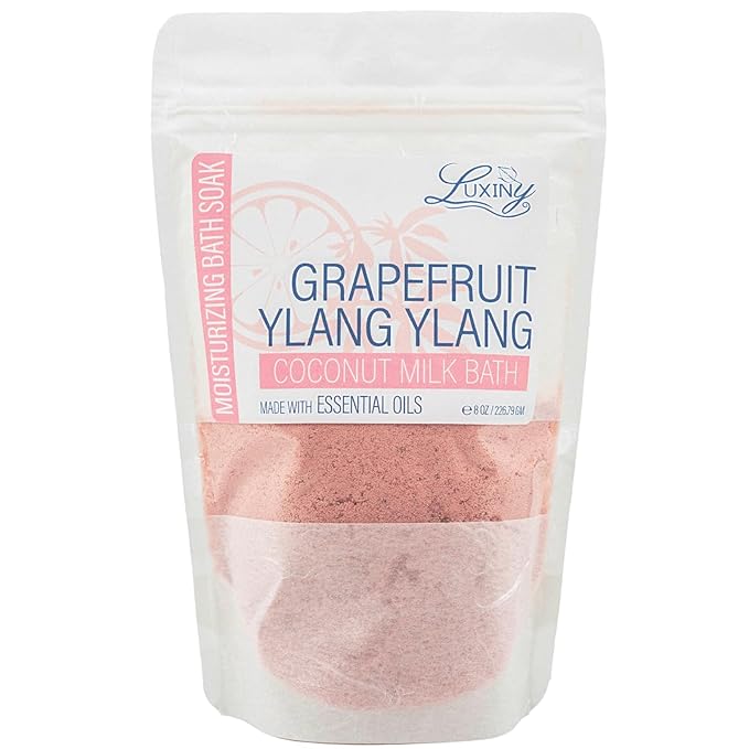 Vegan Milk Bath Soak Made with Moisturizing Coconut Milk Powder & Sweet Almond Oil for a Bath Bomb Dust Soothing Fizz & Relaxing Soak, 8 oz. (Grapefruit Yang Yang)
