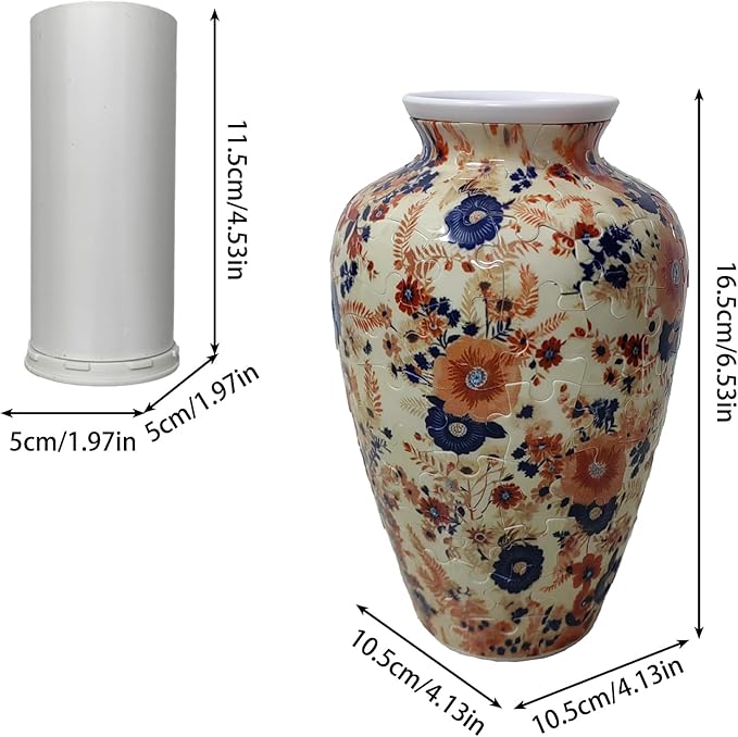 3D Puzzle Vase Unique Flower Vase for Adults Made by 120 Curved Plastic Puzzle Pieces, Vases for Flower Home Creative Gift for Parents & Housewarming