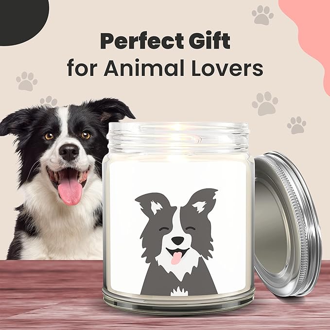 1OAK Lavender Scented Candles - Dog Lover Gifts for Women - Dog Themed Gifts - Made in USA (Border Collie)