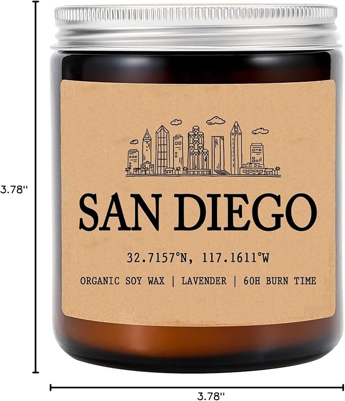San Diego I California Scented Candle - Organic Soy Wax - Gift for Her - Gift for Him - New Home Gifts - Birthday Gift for Friend - National Park Gifts - State Candles