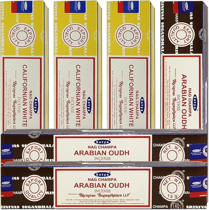 White Sage Arabian Oudh Incense Sticks & Holder Bundle Variety Pack from House of Nag Champa Incense Sticks and Trumiri
