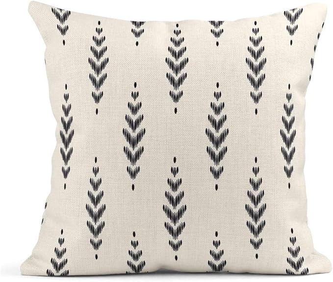 ArtSocket Set of 4 Throw Pillow Covers Ikat Tribal and Boho Bohemian Black Ethnic Herringbone for Ideas Decor Linen Outdoor Pillow Cases Home Decorative Square 22x22 Inches Pillowcases