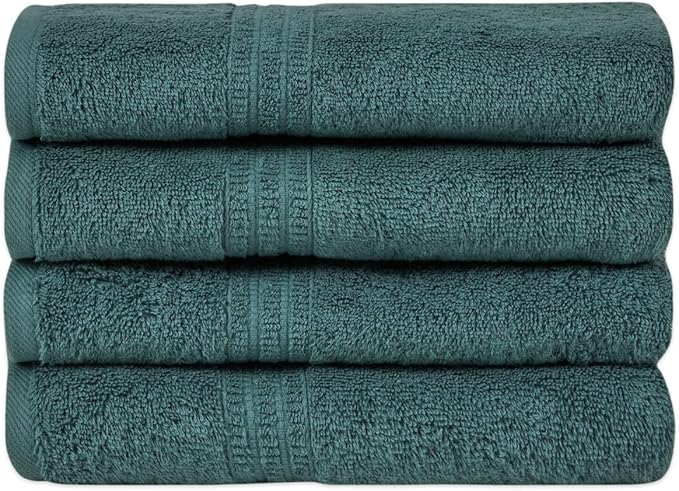 HOMELOVER 100% Organic Cotton Hand Towel Set, 4 Hand Towels, 500 GSM, Hotel Quality, Soft and Very Absorbent, Quick-Drying, GOTS-Certified, Forest Green