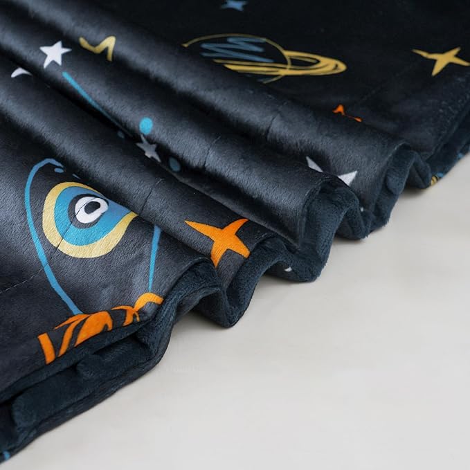 Minky Baby Throw Blanket for Boys, 50x60 Inches Soft Lightweight Micro Fleece Blanket with Double Layer, Dotted Backing, Breathable Receiving Blanket for Newborns, Space