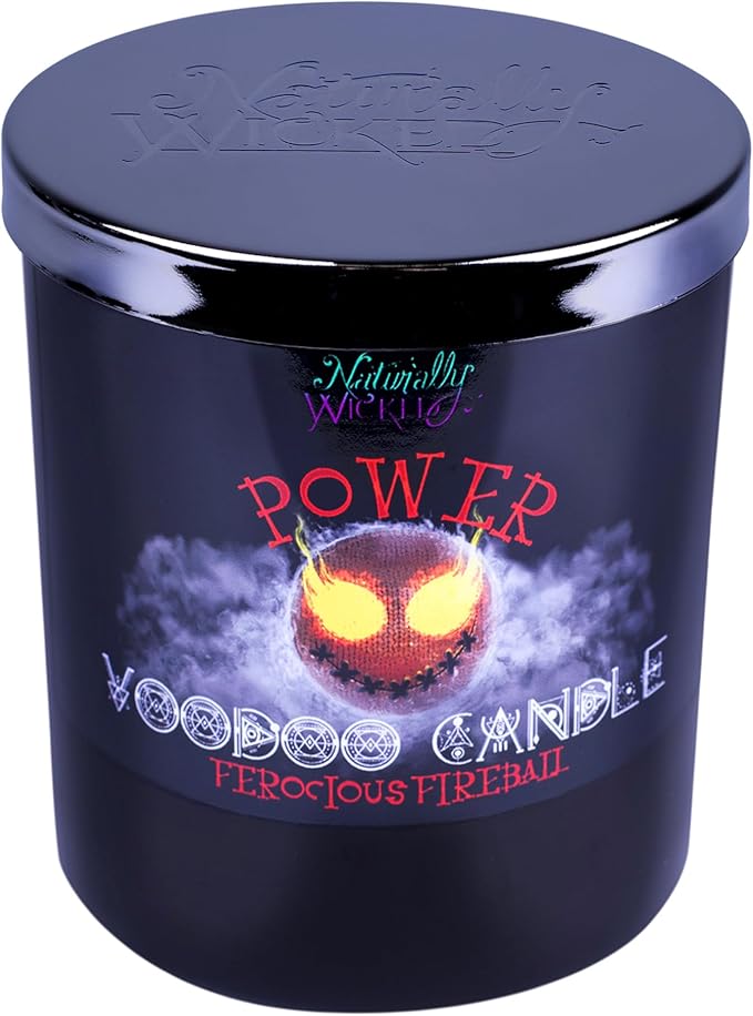 Naturally Wicked Voodoo Power Candle Set - Inc. Voodoo Doll, Crystal, Wood Wick, Ferocious Fireball Scent & Gift Box