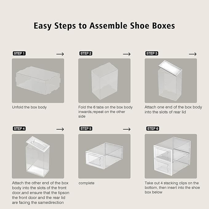 SEE SPRING X-Large Shoe Storage Box Fit Size 11, Clear Plastic Stackable Shoe Organizer for Closet, Space Saving Foldable Shoe Rack Sneaker Container Bin Holder, 12 Pack Clear