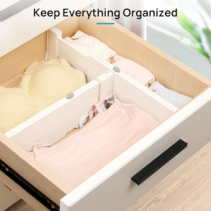Vtopmart 16 Pack Drawer Dividers for Clothes, 4" High 11.6"-17" Adjustable Expandable Dresser Drawer Organizer, Plastic Drawers Separator for Dresser, Baby Clothes, Underwear, Kitchen & Office Storage