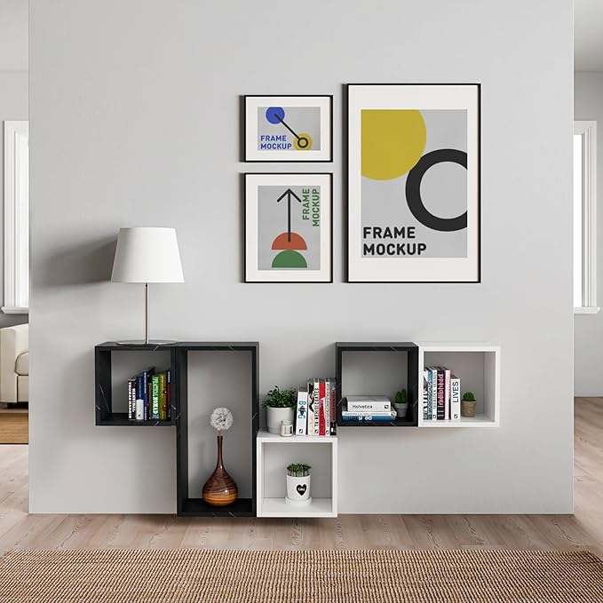Kaboon Cube Floating Shelves Set2, Display Shelves Wall Mount 7.75" D x 12.5" W x 12.5" H(Cloud Atlas, Square 2 Cubes)