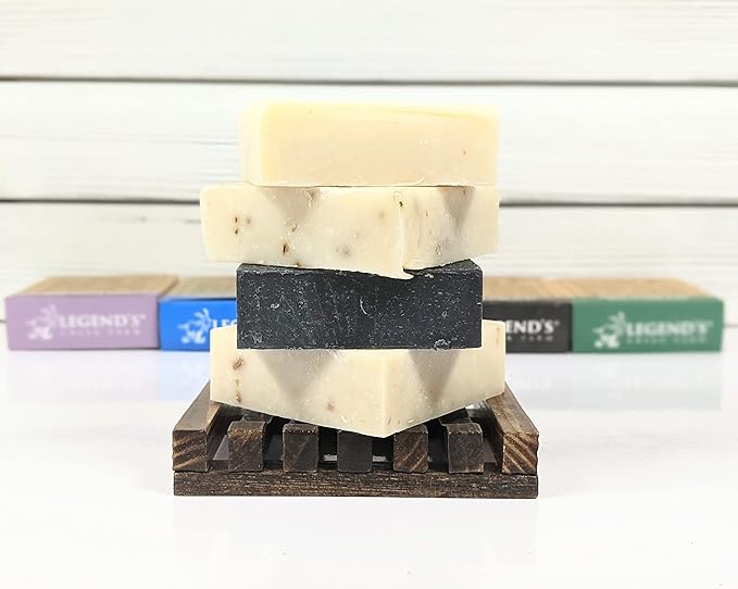 Legend's Creek Farm Goat Milk Soap - Cleansing Moisturizing Soap Bar for Hands and Body - 5 Oz Natural Soap for Sensitive Skin, Handmade in USA (4-Pack: Dead Sea, Eucalyptus, Lavender, Pine Tar)