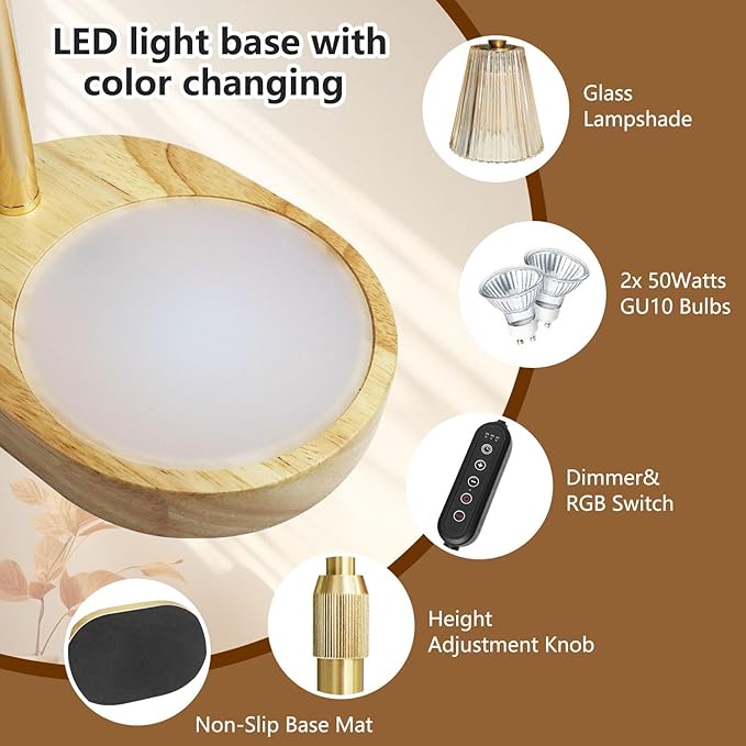 Candle Warmer Lamp with 8 Colors LED Changing,with Timer Dimmer Adjustable Height,Mothers Day Gifts,Vintage Home Decor