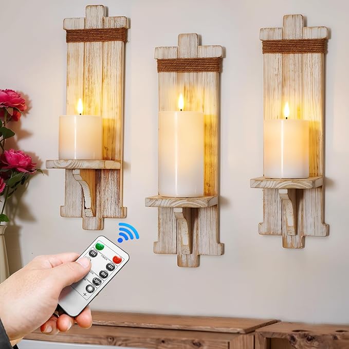 Homemory White Flameless Candles Φ 3" H456 Battery Operated with Remote Timer, Real Wax LED Pillar Candle for Home Fireplace Bedroom Living Room, Set of 3
