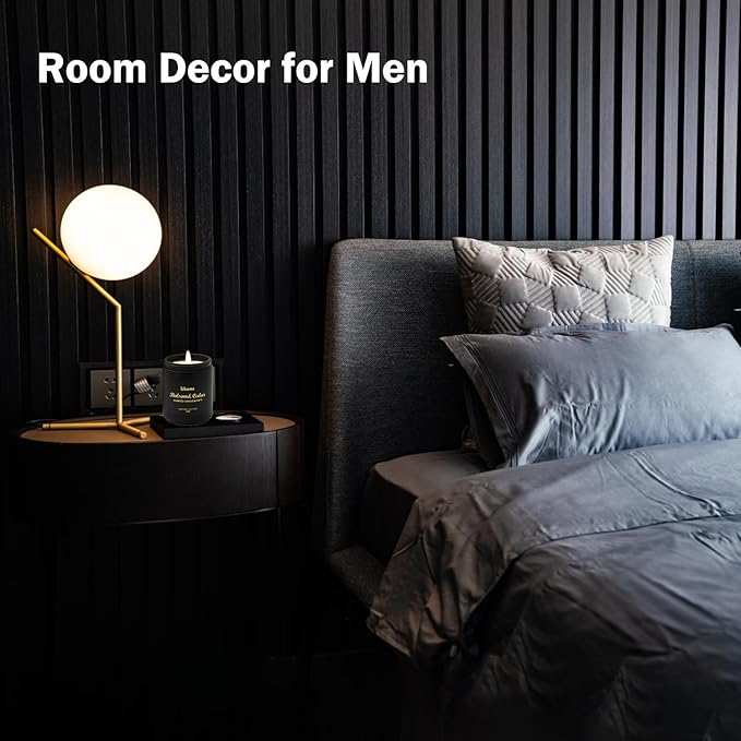 Candles for Men - Room Decor for Men, Gifts for Men, Natural Soy Wax Candles for Home Scented, Balsam Cedar Black Candles