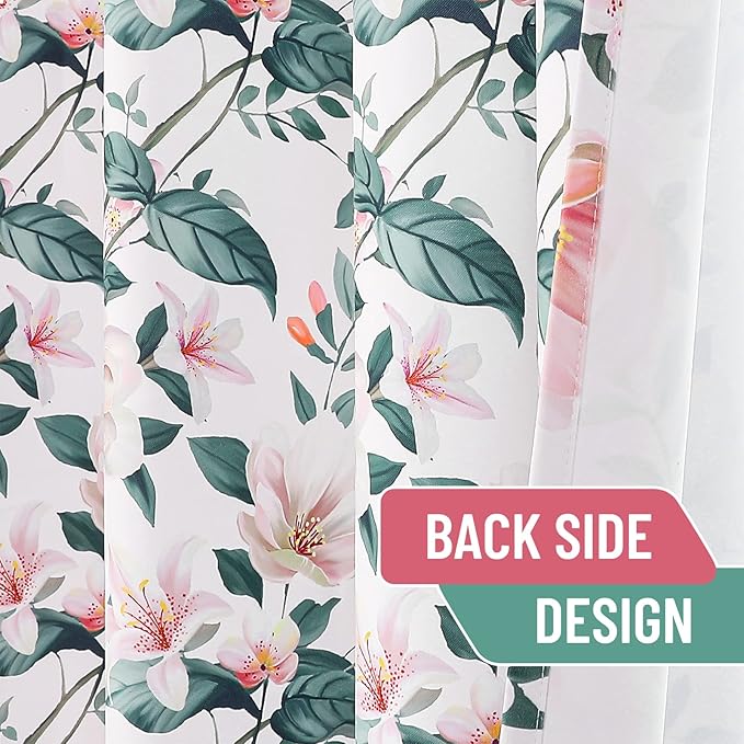 Joydeco Floral Curtains 84 Inches Long for Bedroom 2 Panels, Patterned Curtains Room Darkening Panels for Living Room with Grommet, Pink Flower Printed Drapes(Lily Pink-84)