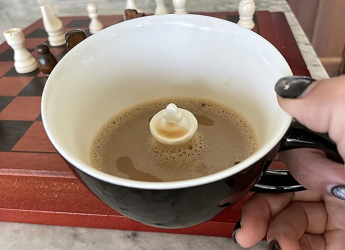 creature cups Chess King Ceramic Cup (11 Ounce, Black) - Hidden Statue Inside Mug - Queen's Gambit - Holiday, Birthday, Housewarming Gift for Chess, Coffee & Tea Lovers