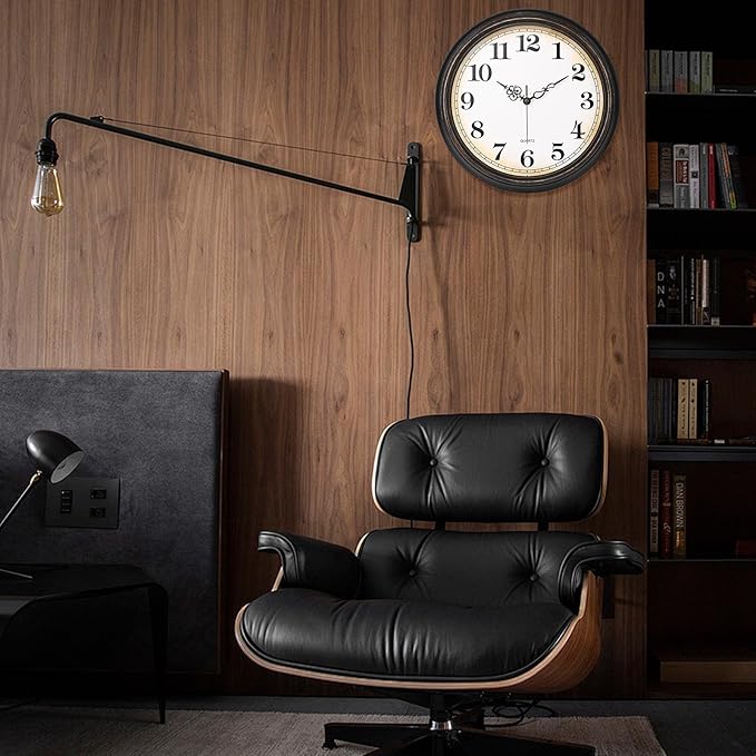 Large Wall Clock 16 Inch Silent Non-Ticking Vintage Wall Clocks Battery Operated for Living Room Kitchen Bedroom (Bronze)