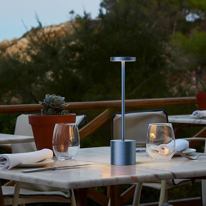 SAKRINGT Cordless Table Lamps Rechargeable,6000mAh Portable Battery Operated LED Table Light for Restaurant Outdoor 2 Pack Blue