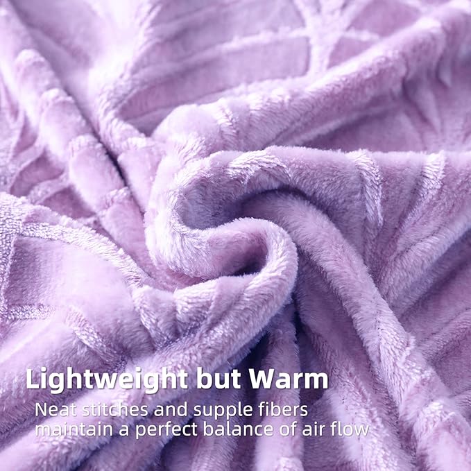 Whale Flotilla Flannel Fleece Twin Size Blanket for Bed, Soft Fluffy Velvet Bedspread Coverlet with Decorative Vintage Pattern for All Season, Warm and Lightweight, 60x80 Inch, Lilac