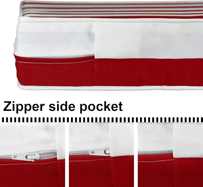Deep Seat Cushions, Outdoor Cushions, Patio Furniture Cushions, Deep Seat & Back Cushion Patio Cushions with Rmoveable Cover for Backyard Couch Sofa Fade Resistant (22x22x3 in, Red Stripes)