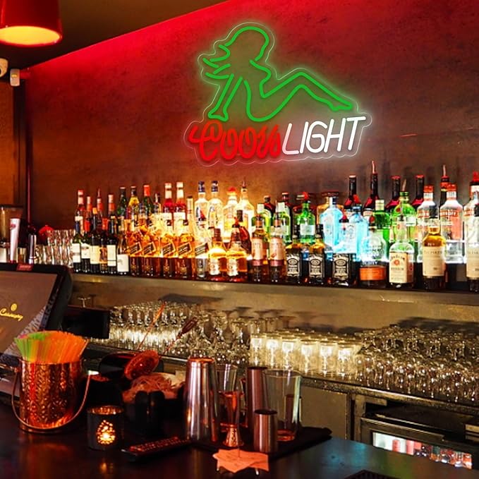 Crs Light Neon Sign, Beer Neon Signs for Man Cave Bar Decor, Green Lady LED Neon Lights Signs