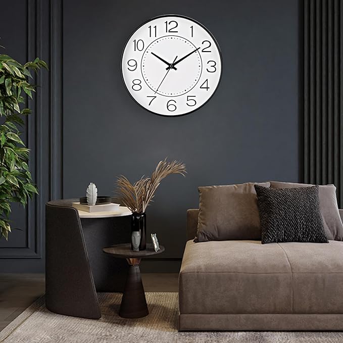 HZDHCLH Modern Wall Clocks Battery Operated,10 inch White Clock for Wall,Silent Small Wall Clock for Living Room Bedroom Kitchen Office Nursery Decor