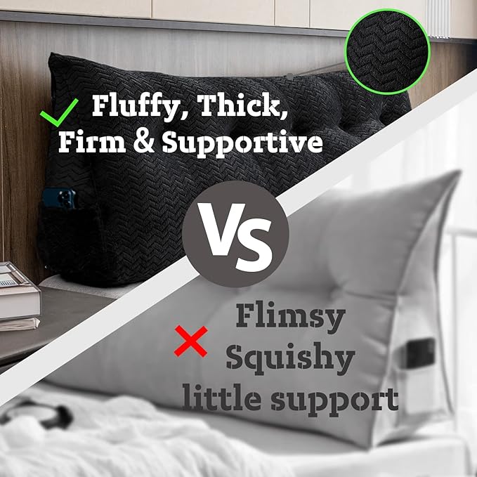 Large Bolster Triangular Headboard Wedge Backrest Positioning Support Bed Rest Reading Pillows Headboard Wedge Pillows for Day Bed Bunk Bed with Removable Cover, California King(71x8x20 Inches)