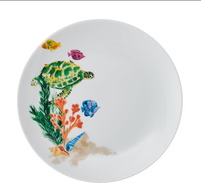 Studio Nova Coastal Ocean Underwater Life 12 Piece Dinnerware Plate Bowl Set, Service for 4