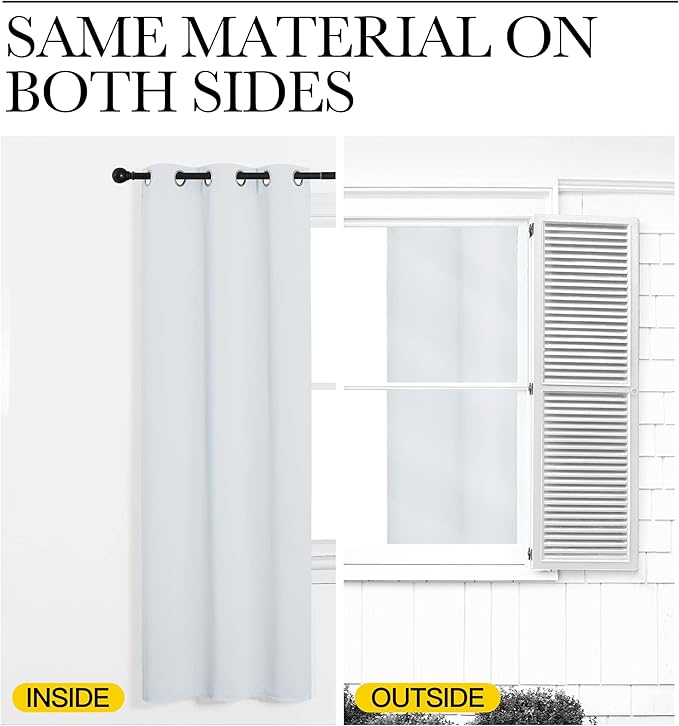 NICETOWN Blackout Curtain Panels for Bedroom, 2 Panels, W52 x L60-inch, Greyish White, Thermal Insulated Grommet Top Blackout Draperies and Drapes for Basement