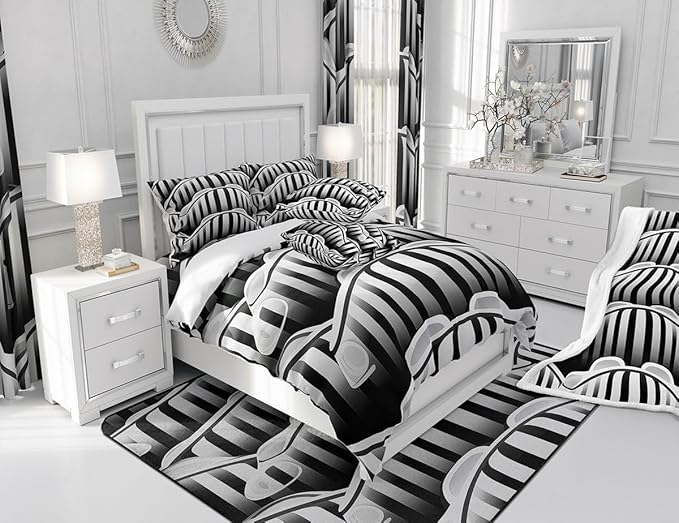 Feelyou Black White Stripe Fabric Shower Curtain Ombre Shower Curtain for Boys Girls Abstract Art Bathroom Waterproof Accessories with 12 Hooks Modern Curtains,72x72 Inches