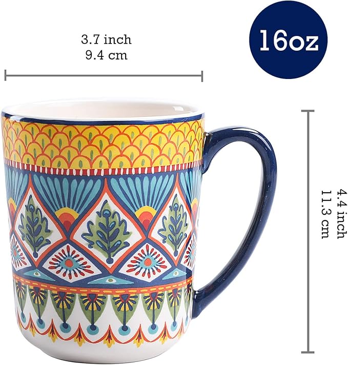 Bico Havana Ceramic Mugs, Set of 4, for Coffee, Tea, Drinks, Microwave & Dishwasher Safe
