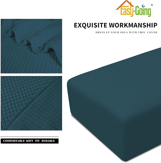 Easy-Going Stretch Ottoman Cover Folding Storage Stool Furniture Protector Soft Rectangle Slipcover with Elastic Bottom (Ottoman XX-Large, Deep Teal)