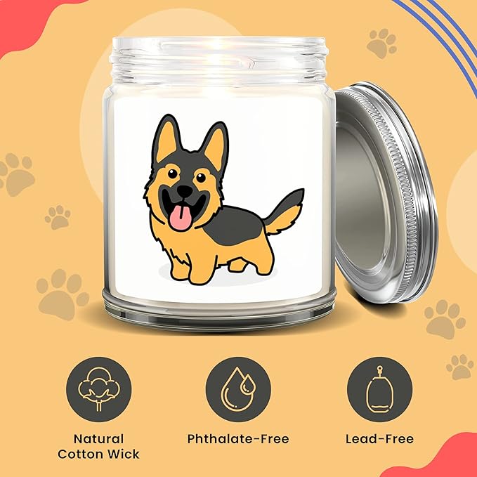 1OAK Lavender Scented Candles - Dog Mom Gifts for Women - Dog Candle - Made in USA (German Shepherd)