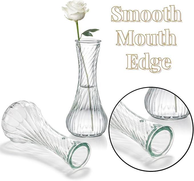 16 Pack Glass Bud Vase, Clear Small Flower Vases in Bulk, Vintage Glass Vases for Centerpieces, Mini Vase Floral Bottle for Rustic Wedding Home Table Decor, Floral Party Arrangements
