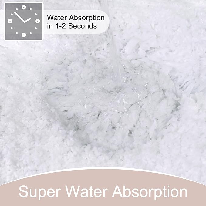 AROGAN Luxury Long Bathroom Runner Rug, 20x30 Inch Thick Soft and Absorbent Microfiber Non Slip Bath Mat, Rubber Backing Quick Dry Rugs Carpets, Machine Washable Plush Mats for Shower Floor, White