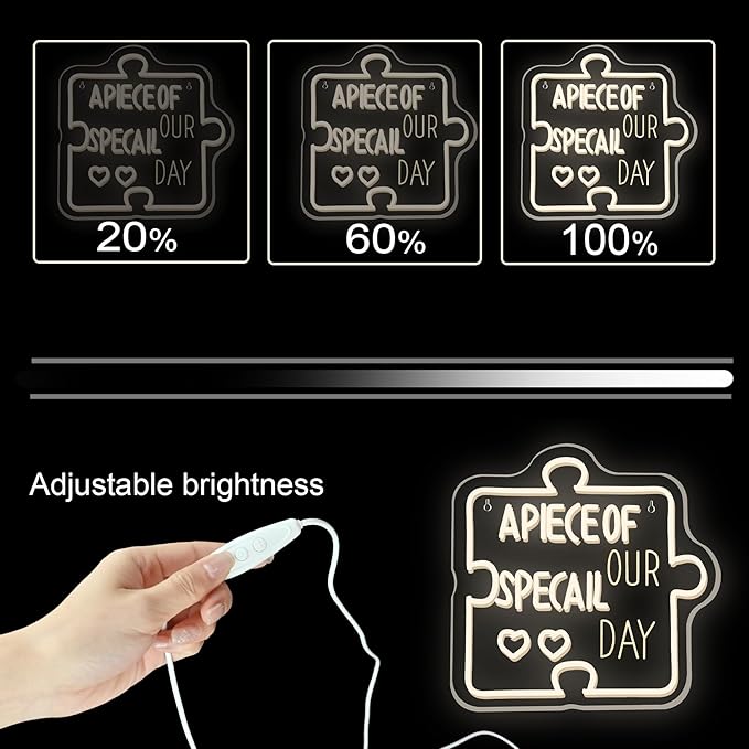 NOSUN A PIECE OF OUR SPECIAL DAY Neon Sign for Wall Decor Special Day Light Sign Warm White LED Dimmable Neon Light Sign for Bachelorette Party Engagement Party First Birthday Favors Wedding Anniversary for Party Home Wall Wedding Decoration Art Gift