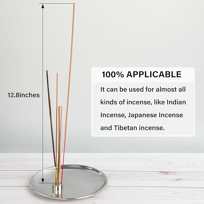 ZenBless 5 in 1 Incense Burner Holder, Palo Santo Holder, Sage Holder,Incense Sticks/Coil/Cones, 5.5 inches Brass Ash Catcher for Meditation Yoga Room(Silver)