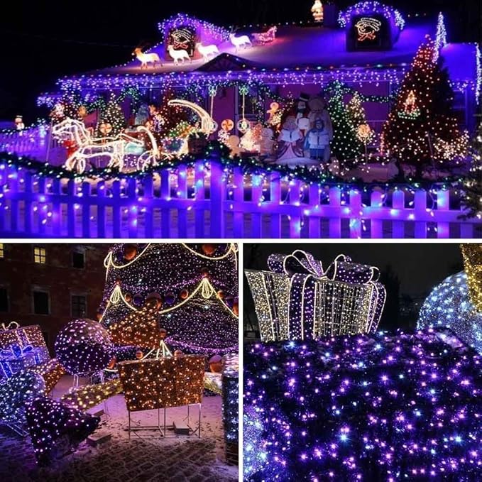 Solar Christmas Lights,Total 400LED 144FT 8ModesChristmas Lights Outdoor,Waterproof LED Solar for Christmas Decoration, Pack of 2
